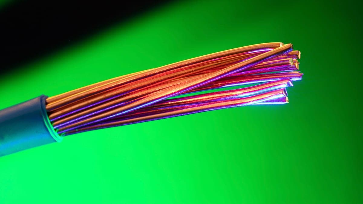 Colored wires seen under close light