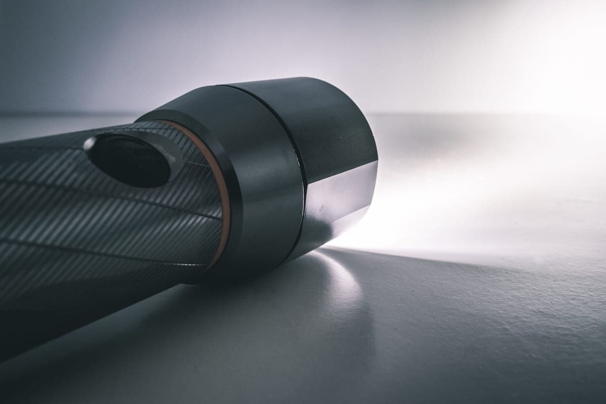 Close detail of a machined aluminum flashlight body